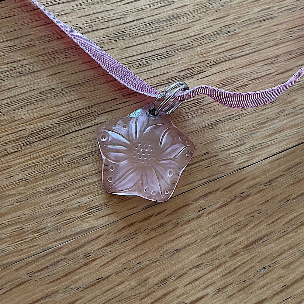 Pink Glass Flower String Necklace
